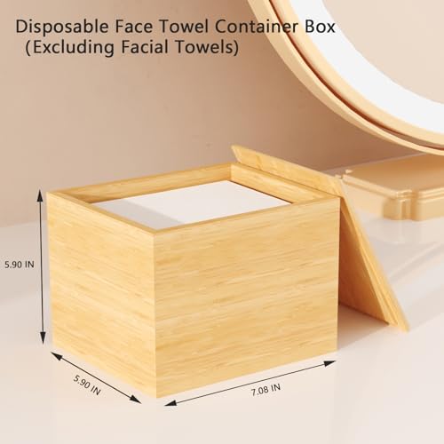 Bamboo Disposable Face Towel Holder - Rectangular, 7.13 Inch Bathroom Organizer