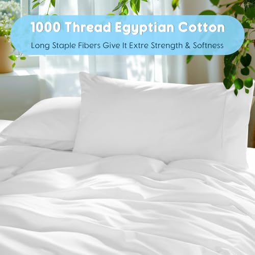 Egyptian Cotton King Sheet Set - White, 1000 Thread Count, 4 Pieces