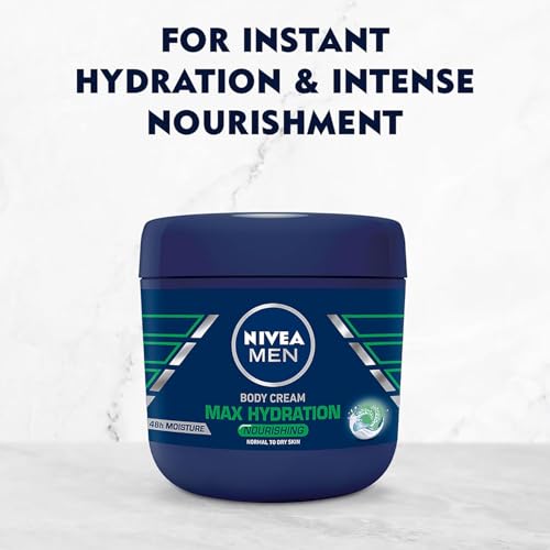 NIVEA Men Max Hydration Body Cream 13.5 oz ? 3-in-1 Moisturizer for Body, Face & Hands ? Long-Lasting Hydration for Normal Skin ? Fast-Absorbing, Non-Greasy Lotion, Pack of 2, Includes Cleaning Cloth