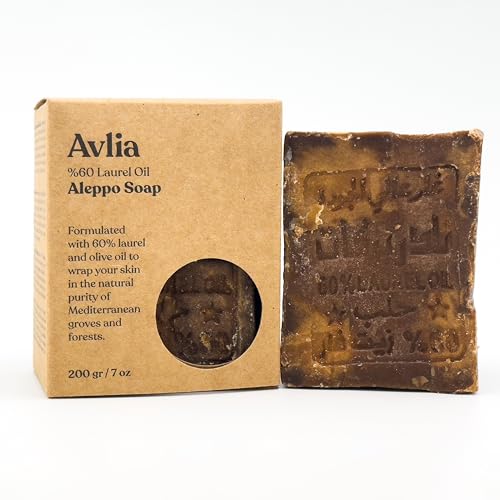 Aleppo Soap Bar 60% Laurel Oil ? Handmade by artisans in Turkey ? Natural, Unscented, For Sensitive Skin, Eco-Friendly Plastic-Free Face & Body Bar (2,%60 Laurel Oil)