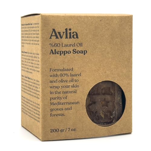 Aleppo Soap Bar 60% Laurel Oil ? Handmade by artisans in Turkey ? Natural, Unscented, For Sensitive Skin, Eco-Friendly Plastic-Free Face & Body Bar (2,%60 Laurel Oil)