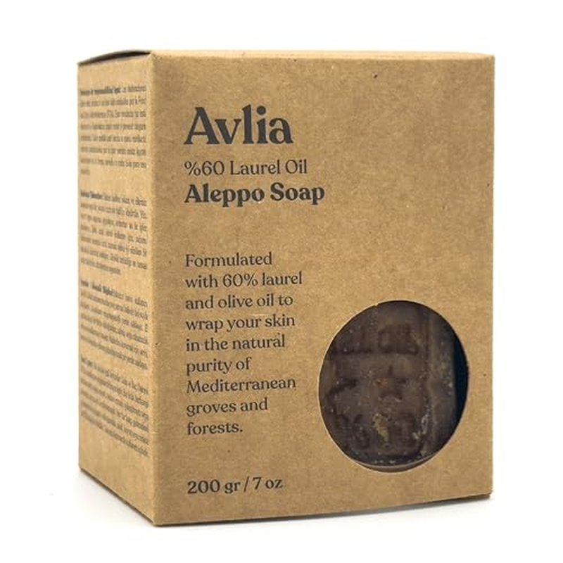 Aleppo Soap Bar 60% Laurel Oil ? Handmade by artisans in Turkey ? Natural, Unscented, For Sensitive Skin, Eco-Friendly Plastic-Free Face & Body Bar (2,%60 Laurel Oil)