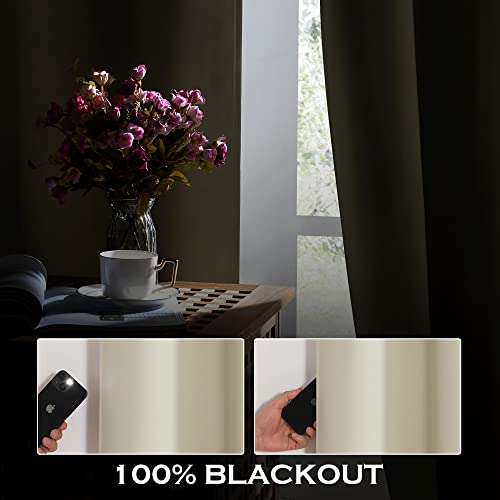 KGORGE 52W x 84L 4-Layer Soundproof & Dust Curtain, Blackout + Detachable Felt Liner (Pack of 2, Cream Beige)