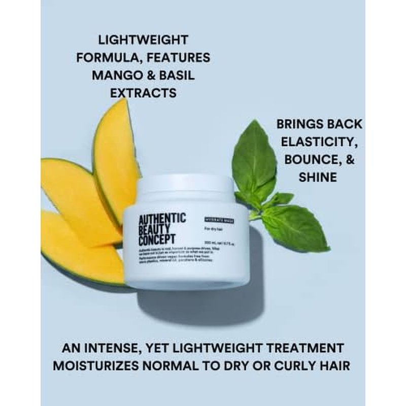 Authentic Beauty Concept Hydrate Mask | Normal To Dry or Curly Hair | Add Moisture & Shine | Vegan & Cruelty-free | Silicone-free