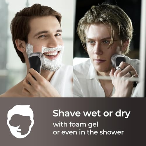 Cordless Electric Razor for Men 3-in-1 Shaver Waterproof Trimmer - Silver