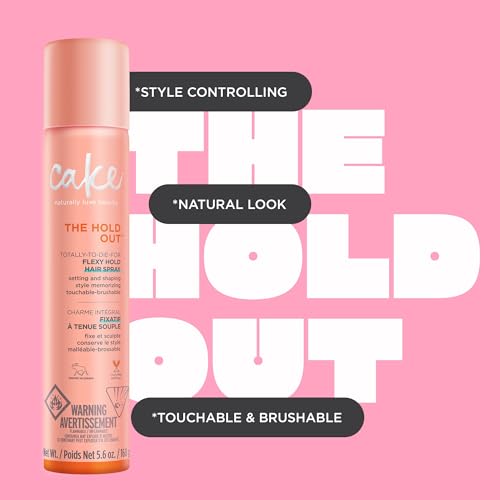 Cake Beauty Hairspray, The Hold Out ? For Crunch Free Brushable, Touchable, Flexible Hold & Soft Volume ? Vitamin E & Abyssinian Oil ? For All Hair Types- 5.6 Oz. 2 Pack