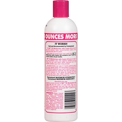 Bronner Bros BB Oil Moisturizer Hair Lotion ? Hair Oil for Damaged Hair, Scalp Stimulator with Castor Oil, Aloe Vera, Vitamin B5 & Coconut Oil ? Alcohol-Free Formula, Natural & Relaxed Hair ? 12oz
