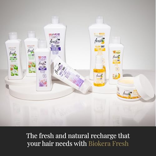 SALERM - Repair Shampoo Yellow Shot - Biokera Fresh - 1000 ml - Repairs and Protects - For Shiny, Frizz-Free Hair - Sulfate-Free and Paraben-Free Shampoo