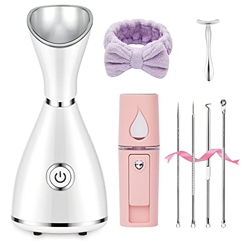 Facial Steamer for Deep Facial Cleansing & Skin Care Set | Home SPA & Pore Unclogging Nano Mister