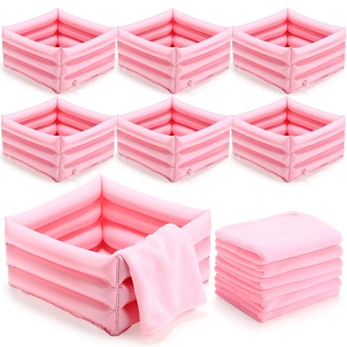 FillTouch Pink Foot Spa Kit with Towels for Kids - Spa Party Supplies