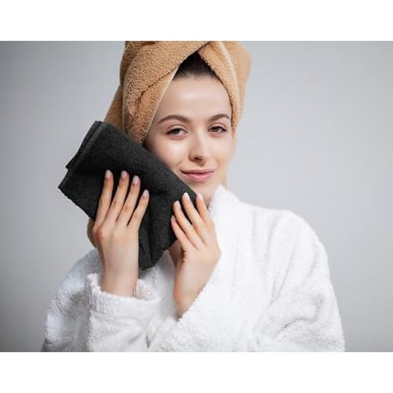 A1HC Wash Cloths Set (13x13 Inches), 500 GSM 100% Ring Spun Cotton, Oeko-TEX Green Certified, Zero Twist, Ultra Soft, Quick Dry & Highly Absorbent, Soft Washcloths (Black Onyx, 12 Piece Wash Cloth)