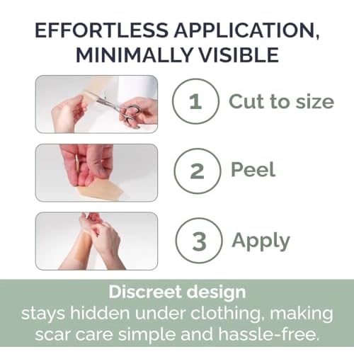 Silicone Scar Strips ? Reusable Medical Grade Silicone & Individually Wrapped Scar Sheets for Mastectomy & C-Section, Scar Treatment Tape for Tummy Tuck, Keloid, Surgical, Burns - 12 Pack