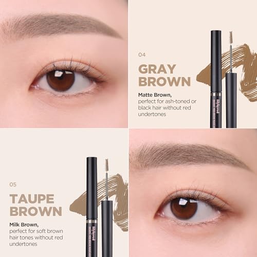 lilybyred Skinny Mes Brow Mascara | Korean 1.5mm Ultra-Slim Brush Eyebrow Mascara, Precision Application, Natural-Looking Finish, Smudge-Proof, Clump-Free, Long-Lasting, 0.12 oz. (05 Taupe Brown)