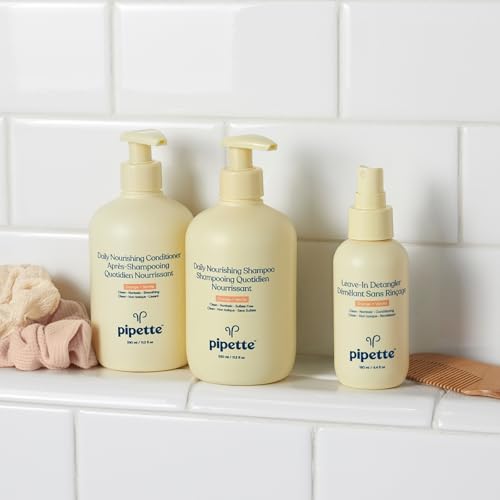 Pipette Daily Nourishing Shampoo and Conditioner Duo, Clean, Tear-Free Shampoo For Kids, Detangling Conditioner For Kids, Sulfate-Free, Paraben-Free, Silicone-Free, Hypoallergenic, Non-Toxic