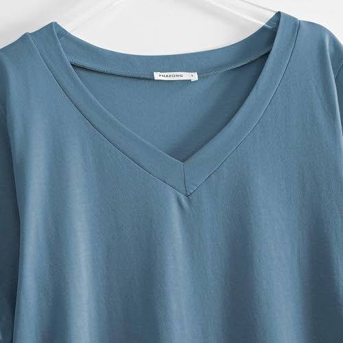 PNAEONG Women's Cotton Nightgown - Short Sleeve Long Nightshirt - Medium C Good Night