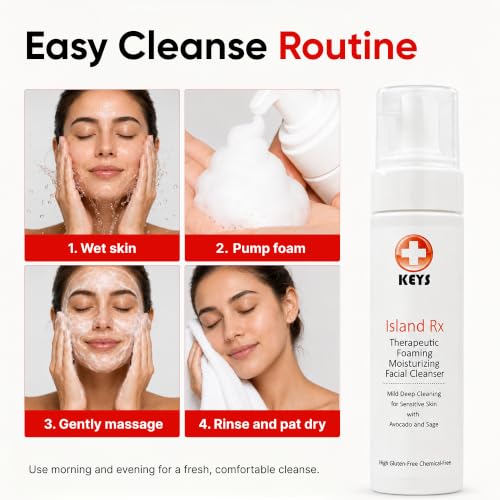 Keys Island Rx Therapeutic Foaming Facial Cleanser 8 Oz - Deep Clean & Calm Skin