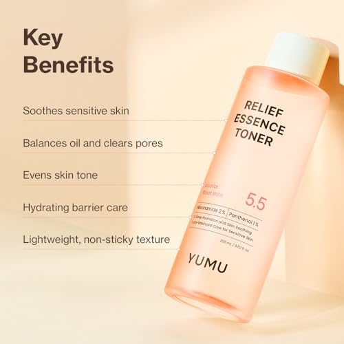 YUMU Licorice Relief Essence Toner for Sensitive Skin, Niacinamide, Panthenol, Fragrance-Free, Soothing & Hydrating (255ml / 8.62 fl. oz.)