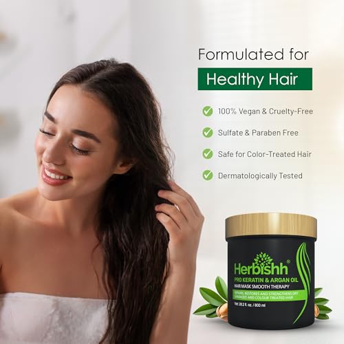 Herbishh Argan Hair Mask 28.2 Fl Oz Deep Conditioning & Hydration for Dry, Damaged Hair - No Sulfates Parabens