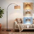 NUBEAURA Bohemian Black Arc Floor Lamp with Adjustable Height & 2 Shades