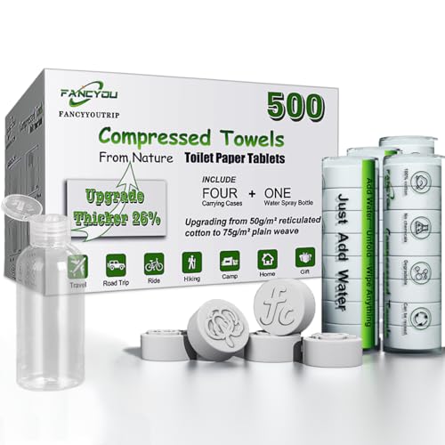 Disposable Face Compressed Towels Tablets 500 Pcs - White, Thick & Eco-Friendly, Reusable Travel Towels