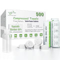 Disposable Face Compressed Towels Tablets 500 Pcs - White, Thick & Eco-Friendly, Reusable Travel Towels