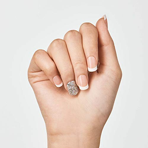 KISS imPRESS Press-On Manicure, Nail Kit, PureFit Technology, Short Press-On Nails, 'Time Slip', Includes Prep Pad, Mini Nail File, Cuticle Stick, and 30 Fake Nails