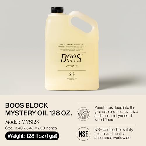 John Boos Mystery Oil 128 oz Food-Grade Mineral Oil for Wooden Cutting Boards & Utensils