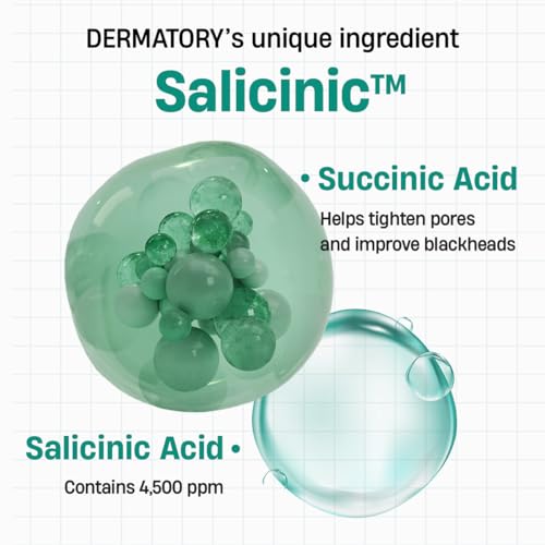 DERMATORY Salicinic Pore Clear Black Pad for Pore Refining with BHA Salicylic Acid, Infused with 5% Charcoal (in fabric only), Facial Exfoliant for Blackheads, Dual-Textured, Korean Skin Care