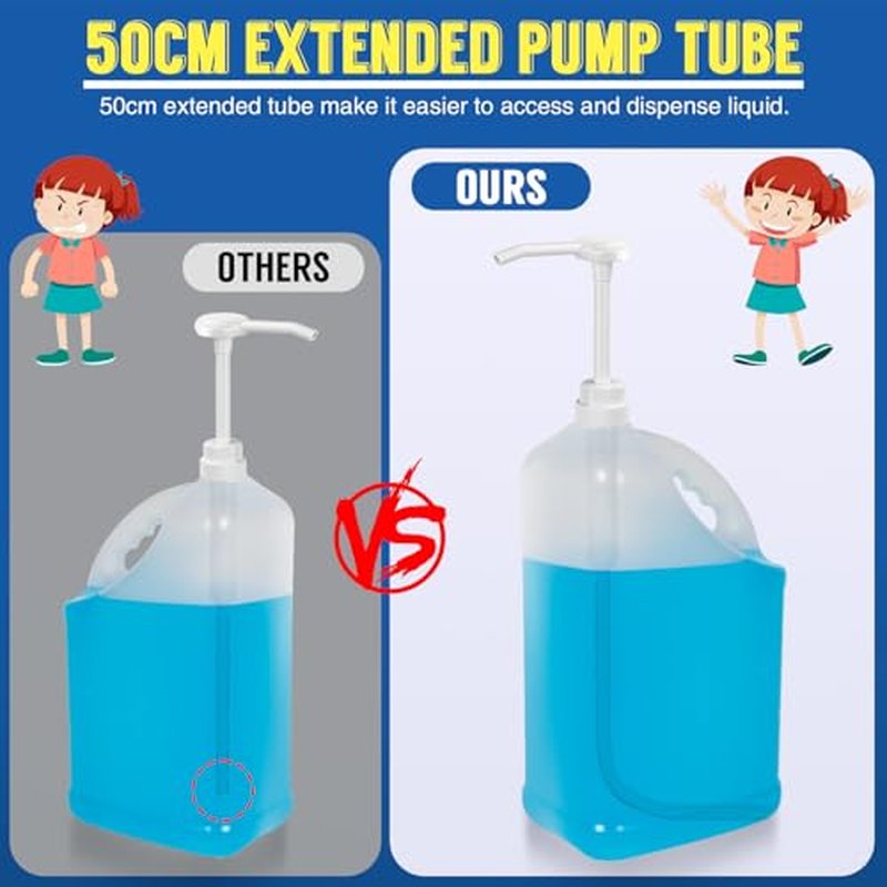 3 Pack 1 oz Pump for Large Gallon Bucket, 5 Gallon Pump Dispenser 38-400, Anti Dripping, with 50cm Extended Tube, Great for Shampoo, Conditioner, Laundry, Detergent, Bleach Liquid, Oil & More