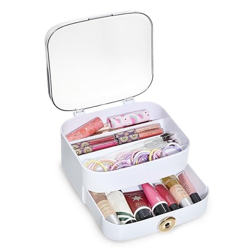 DwellStudio Dustproof Makeup Organizer for Cosmetics and Skincare - Stylish Storage Solution for Your Beauty Essentials