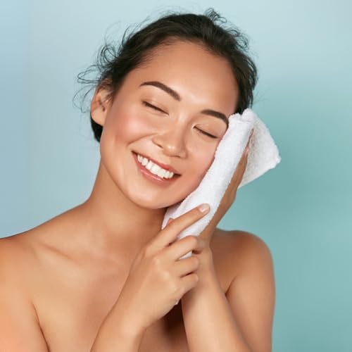 MoNiBloom 12-Piece 100% Cotton Face Wash Cloth Set for Bathroom Home Hotel Spa Gym Yoga Shower Highly Absorbent Ultra Soft Quick-Dry (White)