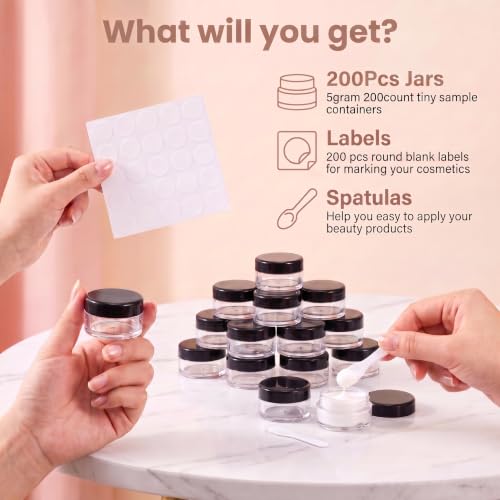 Black 200 Count 5g Sample Lip Balm Jars - Leak-Proof Reusable Containers