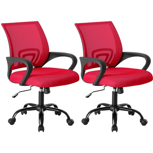 Red Ergonomic Office Chair 2 Pack with Lumbar Support Mesh Desk Chairs