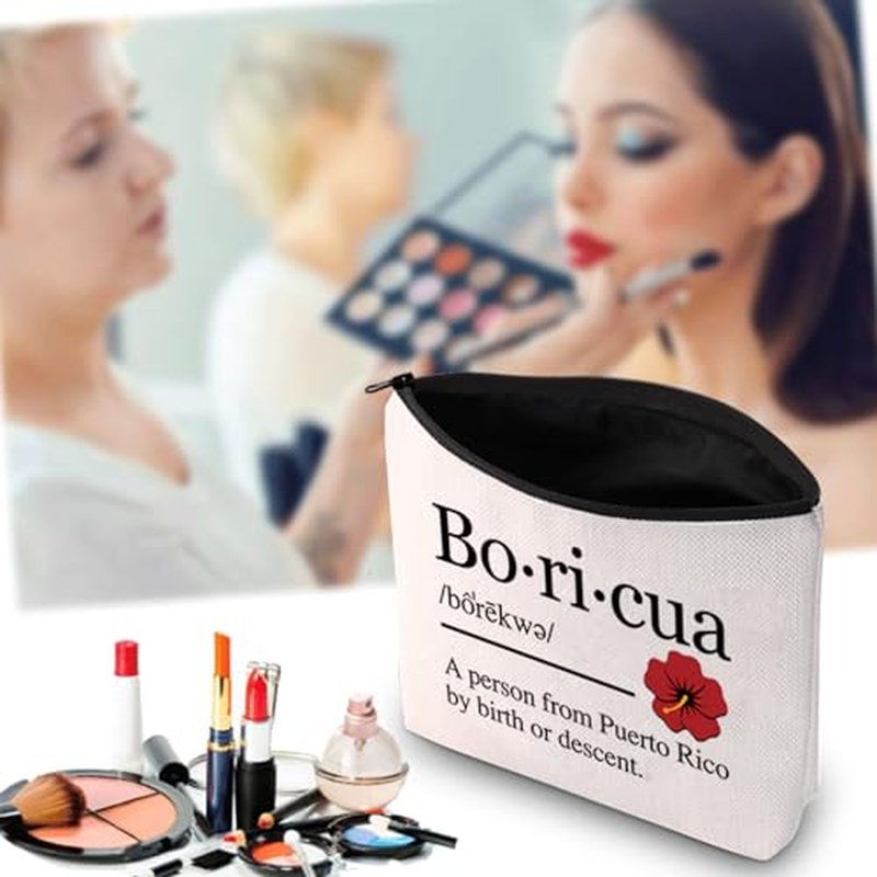 JXGZSO Boricua Definition Cosmetic Bag Latina Puerto Rican Gift Puerto Rico Flower Lover Gift Puertorican Merch (Boricua Bag)