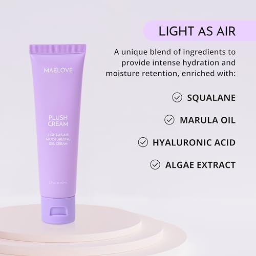 Maelove Plush Cream Light Moisturizer with Squalane & Hyaluronic Acid - Hydrating for Sensitive Skin, Made in USA
