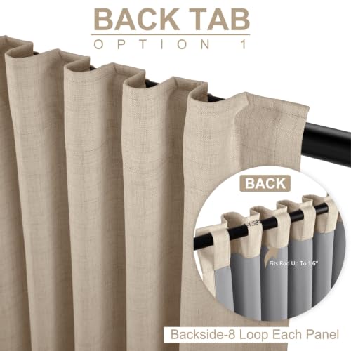 Blackout Linen Textured Curtains for Bedroom 50W x 120L - Oatmeal, Pack of 2