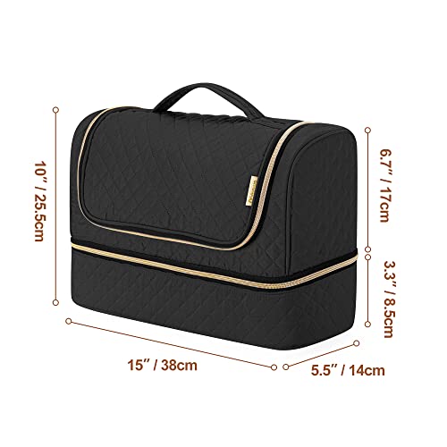 Yarwo Large Airwrap Storage Bag Compatible for Shark FlexStyle Styling (HD 430/440), Double Layers Travel Case Box for Shark Flexstyle/Dyson Airwrap and Hair Styler Attachments, Black (Bag Only)