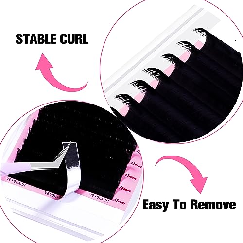 VEYES INC Cashmere Smart Fan Lash Extensions 0.03 0.05 0.07 C/CC/D Curl 8-20mm Mixed & Single Length, Super Matte Black Volume Lashes, Professional Supplies for Lash Techs (0.05 D 8-16mm)