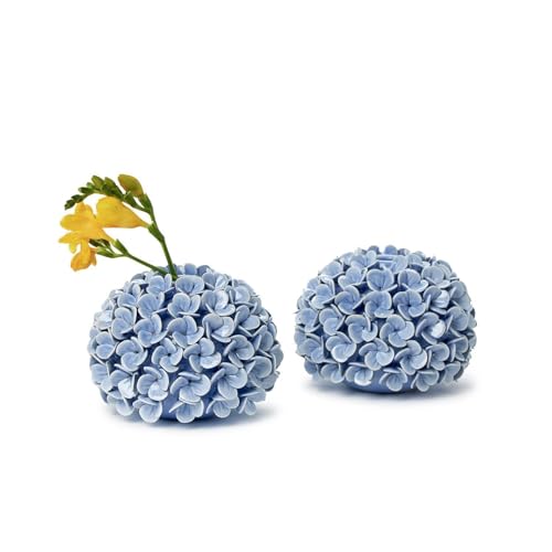 Hydrangea Bud Vase Set - Decorative Ceramic Flower Holders and Candle Holders