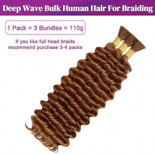 Smabuity 16-Inch #30 Auburn Ginger Boho Human Hair for Braiding – 3 Bundles (Variation: #30 Braiding Hair / 16 Inch)