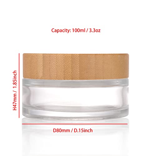 100g Glass Jars with Bamboo Lids - Refillable Cosmetic Containers, 5 Pack