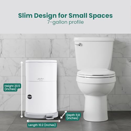 Janibell Akord Slim 7-Gallon Adult Diaper Pail White Hands-Free Odor Control