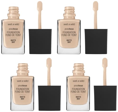 Wet n Wild Photo Focus Matte Liquid Foundation Shell Ivory Pack of 4 – Camera-Ready, No Filter Look