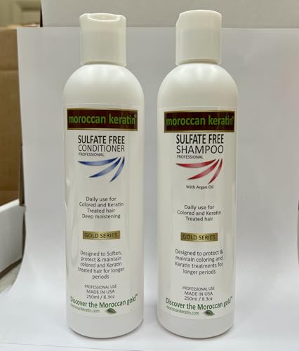Sulfate Free Hair Shampoo & Conditioner Set with Moroccan Argan Oil - 16.6 Fl Oz