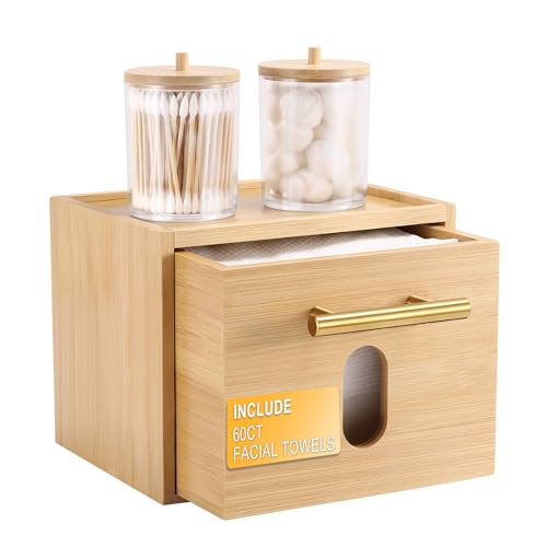 BSSN Bamboo Disposable Face Towel Holder & Organizer with 60 Towels - Variation A