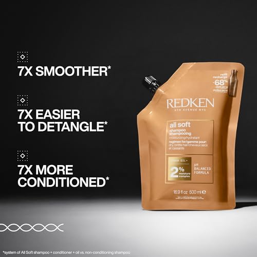 Redken All Soft Shampoo for Dry, Brittle Hair – 16.9 Fl Oz