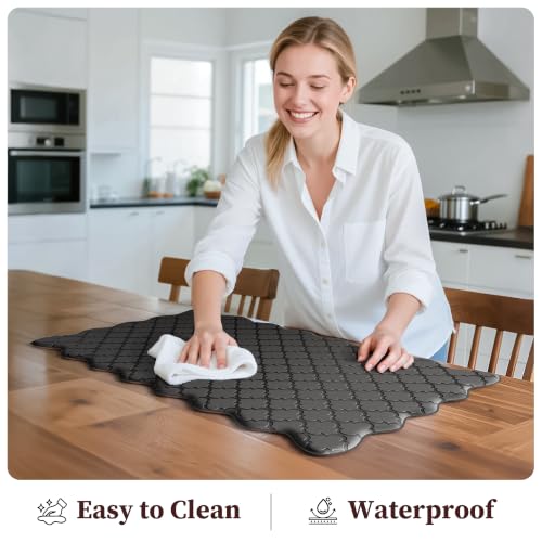Arenarug Scalloped Kitchen Floor Mats 2PCS - Black, 24 x 39 & 24 x 59 Inches