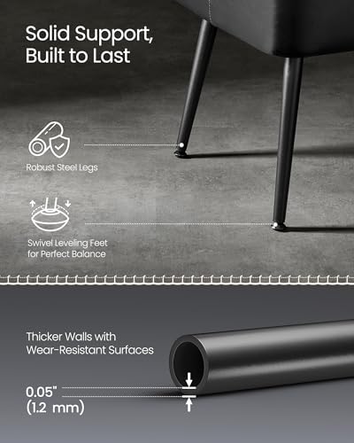 VASAGLE Steel Leg Bench for Entryway - PU Leather, 660 lb Load Capacity, Ink Black Variation
