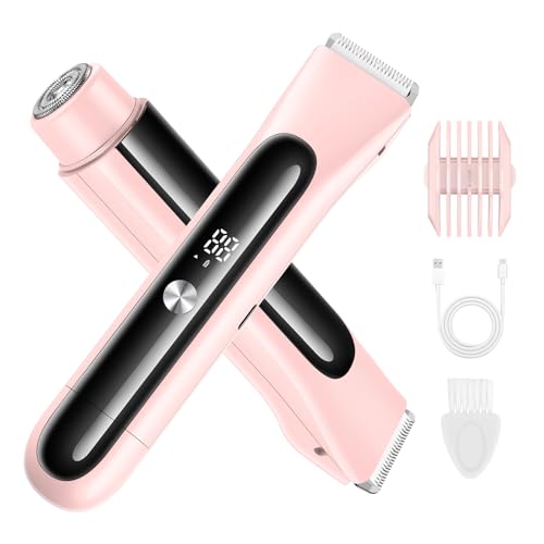 Pink Women's Cordless 2-in-1 Bikini Trimmer with LED Display