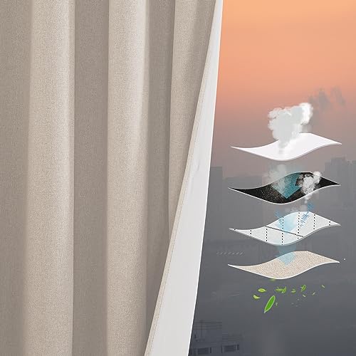 Linen Taupe 4-in-1 Soundproof Blackout Insulating Dust Filter Curtain Set - 52W x 84L, Pack of 2
